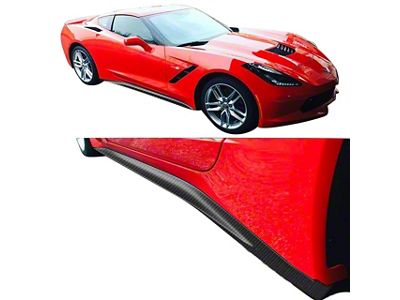 Stage 1 Style Side Skirts; Gloss Hydro Carbon Fiber (14-19 Corvette C7)