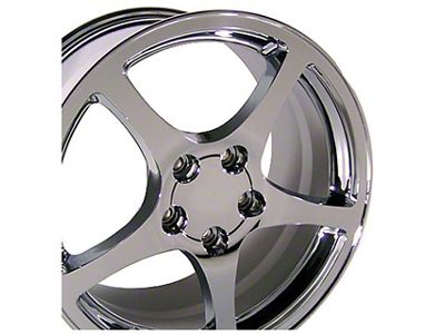 Staggered C5 Y2K Style Chrome 4-Wheel Kit; 17x9.5/18x10.5; 58mm/56mm Offset (97-04 Corvette C5)