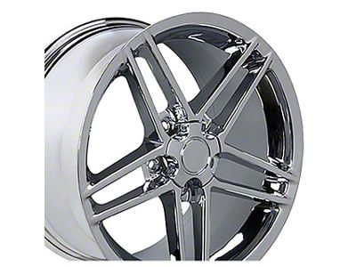 Staggered C6 Z06 5-Spoke Style Chrome 4-Wheel Kit; 17x9.5/18x10.5; 54mm/56mm Offset (97-04 Corvette C5)
