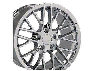 Staggered C6 ZR1 Style Chrome 4-Wheel Kit; 17x9.5/18x10.5; 54mm/56mm Offset (97-04 Corvette C5)