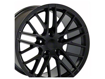 Staggered C6 ZR1 Style Satin Black 4-Wheel Kit; 17x9.5/18x10.5; 54mm/56mm Offset (97-04 Corvette C5)