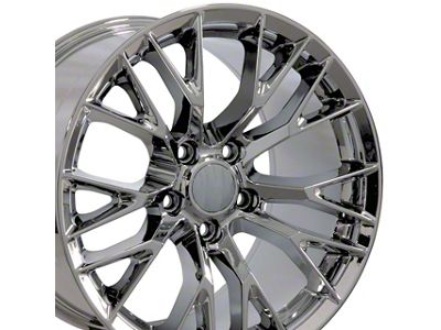 Staggered C7 Z06 Style Chrome 4-Wheel Kit; 17x9.5/18x10.5; 54mm Offset/56mm Offset (97-04 Corvette C5)