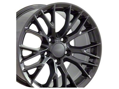 Staggered C7 Z06 Style Gunmetal 4-Wheel Kit; 17x9.5/18x10.5; 54mm Offset/56mm Offset (97-04 Corvette C5)