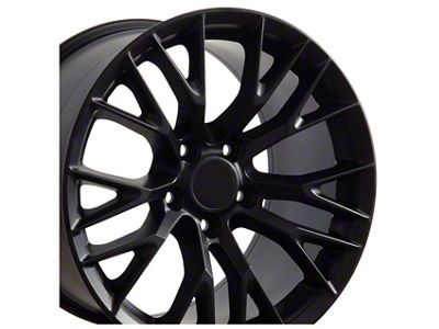 Staggered C7 Z06 Style Satin Black 4-Wheel Kit; 17x9.5/18x10.5; 54mm Offset/56mm Offset (97-04 Corvette C5)