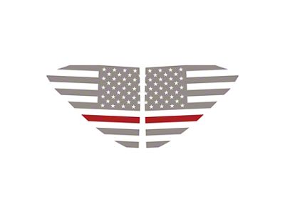 Standard US Flag Window Decals; Gloss Silver with Red Stripe (20-25 Corvette C8)