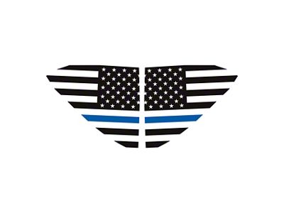 Standard US Flag Window Decals; Matte Black with Blue Stripe (20-25 Corvette C8)
