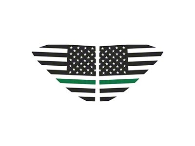 Standard US Flag Window Decals; Matte Dark Gray with Green Stripe (20-25 Corvette C8)