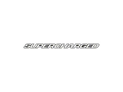 SUPERCHARGED Script Windshield Decal; Outlined Lettering; 40-Inch; Carbon Fiber (Universal; Some Adaptation May Be Required)