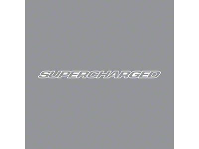 SUPERCHARGED Script Windshield Decal; Outlined Lettering; 40-Inch; Gloss White (Universal; Some Adaptation May Be Required)