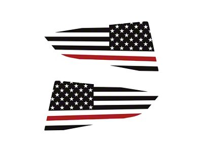 USA Flag Quarter Window Decal; Matte Black with Red Stripe (14-19 Corvette C7 Coupe)
