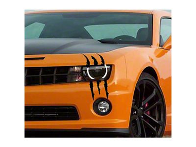 Vinyl Claw Thrash Mark Headlight Decal; Gloss Black (Universal; Some Adaptation May Be Required)