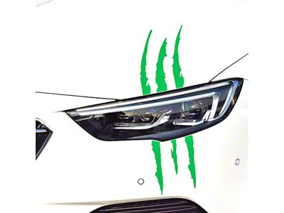 Vinyl Claw Thrash Mark Headlight Decal; Gloss Green (Universal; Some Adaptation May Be Required)