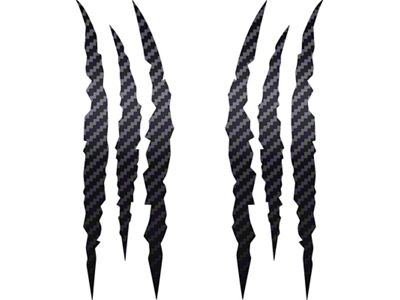 Vinyl Claw Thrash Mark Headlight Decal; Matte Carbon Fiber Textured (Universal; Some Adaptation May Be Required)