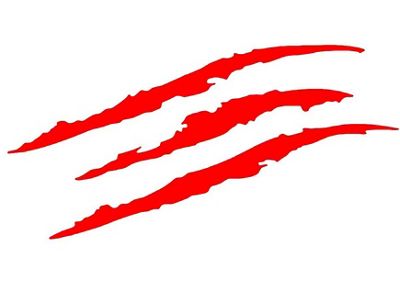 Vinyl Claw Thrash Mark Headlight Decal; Matte Red (Universal; Some Adaptation May Be Required)