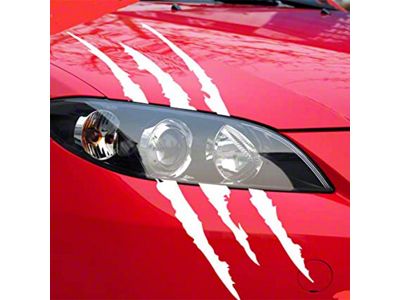 Vinyl Claw Thrash Mark Headlight Decal; Matte White (Universal; Some Adaptation May Be Required)