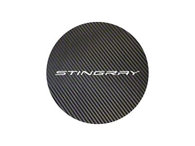 Vinyl Gas Door Overlay with Stingray Logo Silhouette; Black Carbon Fiber (20-25 Corvette C8)