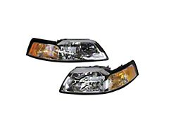 Headlights; Chrome Housing; Clear Lens (99-04 Mustang)