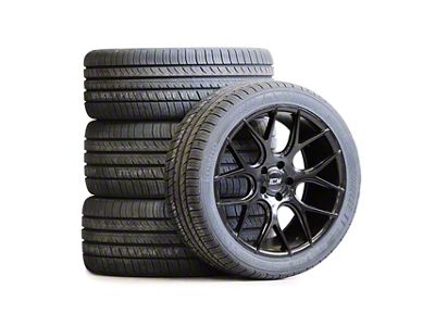 Staggered MM350 Gloss Black Wheel and Kumho Ecsta PA51; 19-Inch (07-09 Mustang)