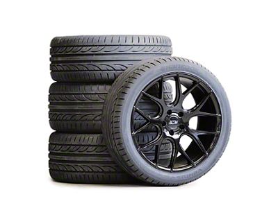 Staggered MM350 Gloss Black Wheel and Ventus V12 Evo2 Tire Package; 19-Inch (05-06 Mustang)
