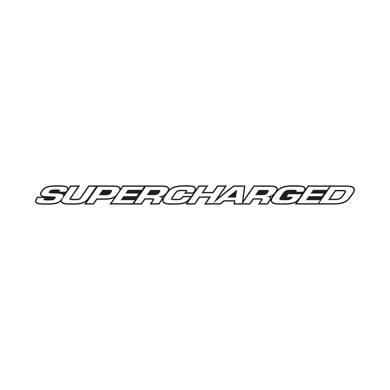 Mustang SUPERCHARGED Script Windshield Decal; Outlined Lettering; 40 ...