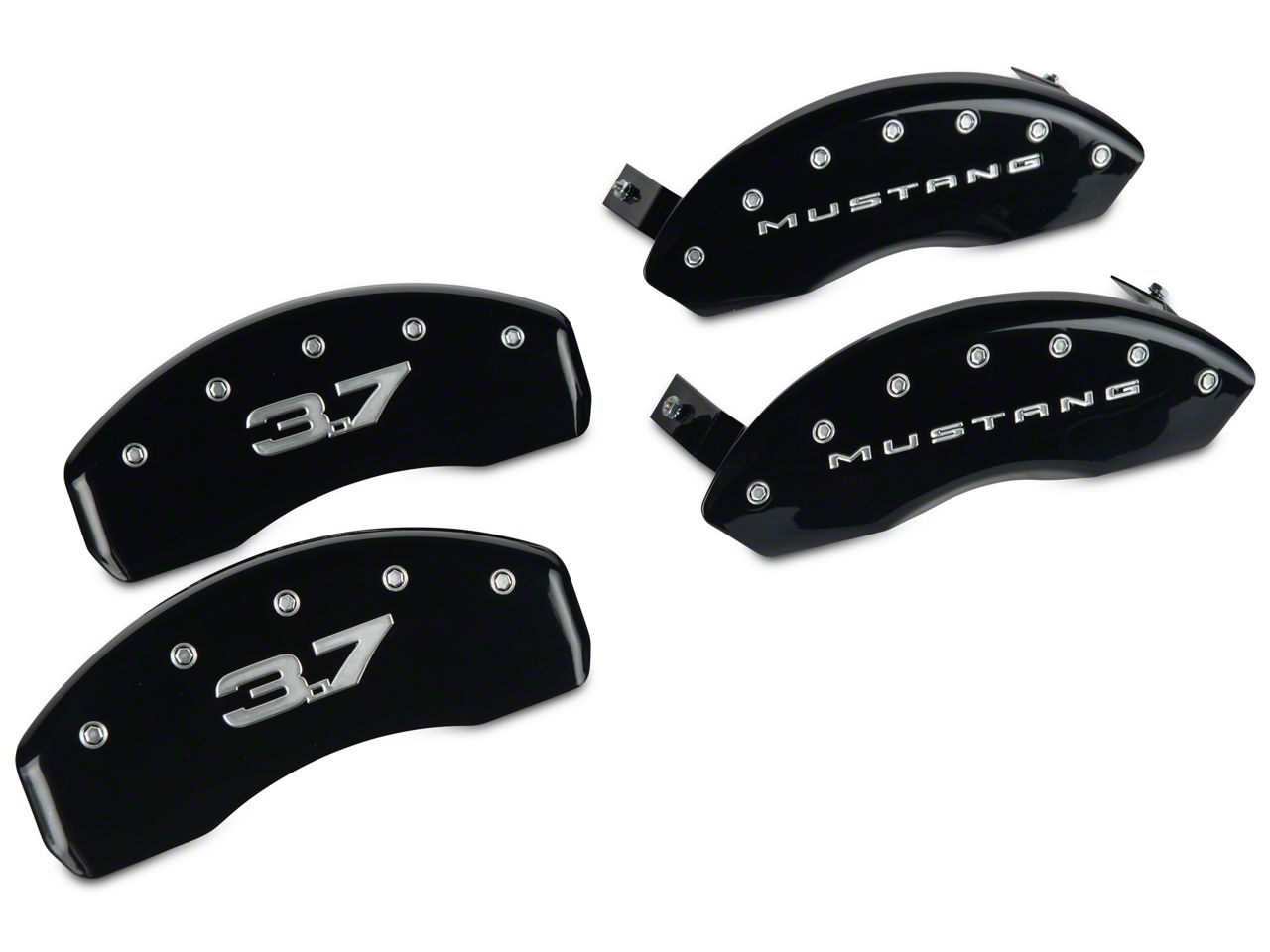 MGP Mustang Black Caliper Covers with 3.7 Logo; Front and