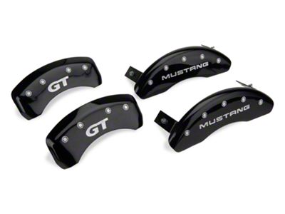 MGP Brake Caliper Covers with GT Logo; Black; Front and Rear (94-98 Mustang GT, V6)