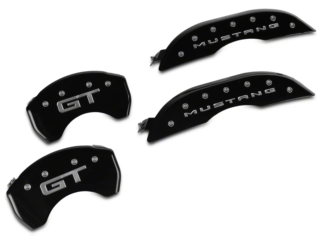 MGP Mustang Black Caliper Covers with GT Logo; Front and Rear 10200S2MGBK (1523 Mustang GT w/o