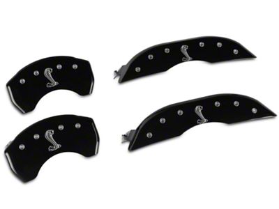 MGP Brake Caliper Covers with Tiffany Snake Logo; Black; Front and Rear (15-23 Mustang GT w/o Performance Pack)