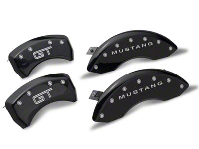 MGP Brake Caliper Covers with GT Logo; Black; Front and Rear (05-09 Mustang GT, V6)