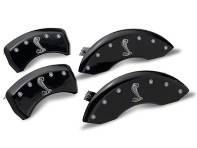 MGP Brake Caliper Covers with Cobra Logo; Black; Front and Rear (05-09 Mustang GT, V6)