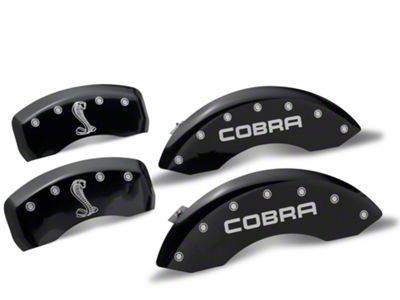 MGP Brake Caliper Covers with Cobra Logo; Black; Front and Rear (94-04 Mustang Cobra)