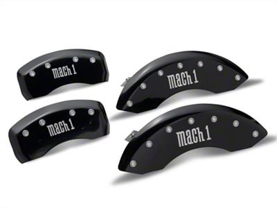 MGP Brake Caliper Covers with Mach 1 Logo; Black; Front and Rear (03-04 Mustang Mach 1)