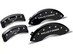 MGP Brake Caliper Covers with Pony Logo; Black; Front and Rear (99-04 Mustang GT, V6)