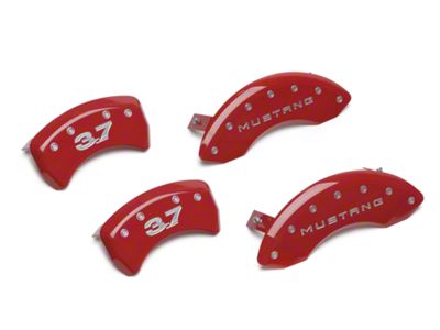 MGP Brake Caliper Covers with 3.7 Logo; Red; Front and Rear (11-14 Mustang V6)