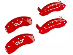 MGP Brake Caliper Covers with 3.7 Logo; Red; Front and Rear (15-17 Mustang V6)