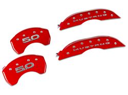 MGP Brake Caliper Covers with 5.0 Logo; Red; Front and Rear (15-23 Mustang GT w/o Performance Pack)