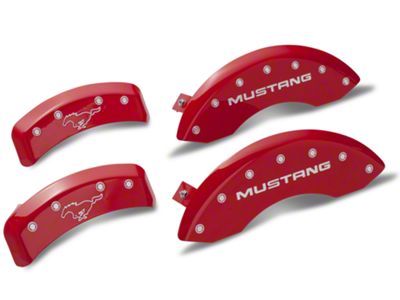 MGP Brake Caliper Covers with Pony Logo; Red; Front and Rear (94-98 Mustang GT, V6)