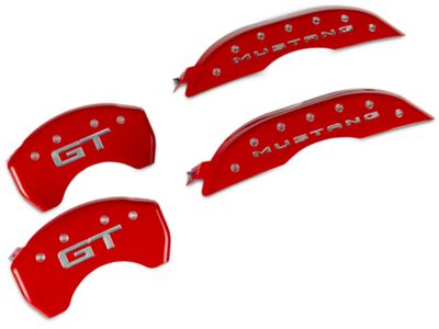 MGP Brake Caliper Covers with GT Logo; Red; Front and Rear (15-23 Mustang GT w/o Performance Pack)