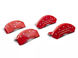 MGP Red Caliper Covers with Tri-Bar Pony Logo; Front and Rear (15-23 Mustang EcoBoost w/o Performance Pack, V6)