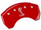 MGP Brake Caliper Covers with Tiffany Snake Logo; Red; Front and Rear (15-23 Mustang GT w/o Performance Pack)