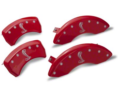 MGP Brake Caliper Covers with Cobra Logo; Red; Front and Rear (05-09 Mustang GT, V6)