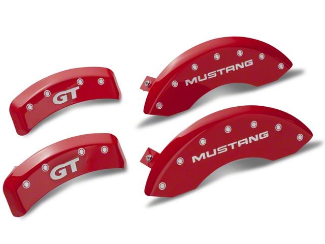 MGP Brake Caliper Covers with GT Logo; Red; Front and Rear (99-04 Mustang GT, V6)