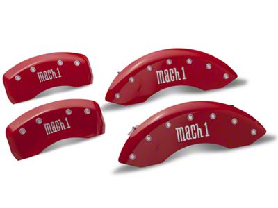 MGP Brake Caliper Covers with Mach 1 Logo; Red; Front and Rear (03-04 Mustang Mach 1)