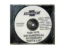 1929-1978 GM Numerical Accessory Parts List (CD-ROM)
