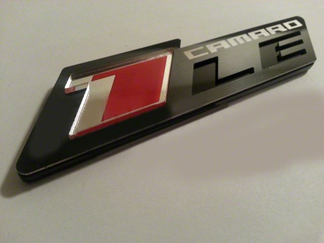1LE ZR1 Style Emblem; Black Stainless Steel/Arcylic/Oynx Etched with Red Insert (10-24 Camaro)