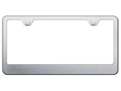 2-Hole Wide Bottom License Plate Frame; Brushed Stainless (Universal; Some Adaptation May Be Required)