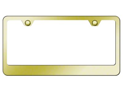 2-Hole Wide Bottom License Plate Frame; Gold Stainless Steel (Universal; Some Adaptation May Be Required)