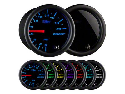 20 PSI Boost Gauge; Tinted 7 Color (Universal; Some Adaptation May Be Required)