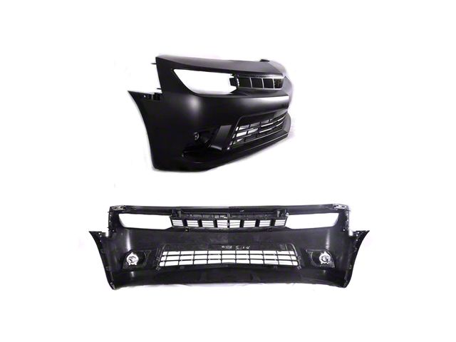 2014 SS Style Front Bumper Cover with Headlights and Fog Lights; Unpainted (10-13 Camaro w/ Factory Halogen Headlights, Excluding ZL1)