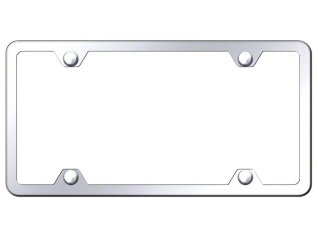 4-Hole Slimline License Plate Frame; Mirror Polished Stainless (Universal; Some Adaptation May Be Required)